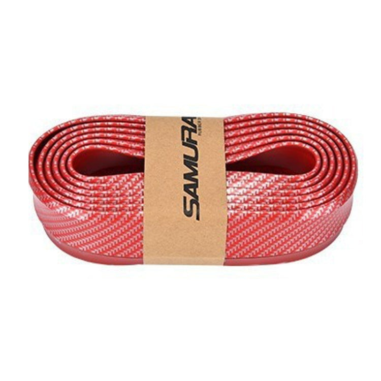 SAMURAI 2.5m Carbon Fiber Car Front Lip Anti-Collision Bumper Modification Strip Supplies, Black, Red, Blue