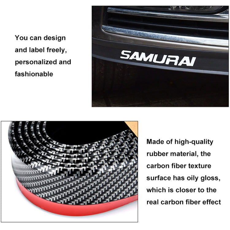 SAMURAI 2.5m Carbon Fiber Car Front Lip Anti-Collision Bumper Modification Strip Supplies, Black, Red, Blue