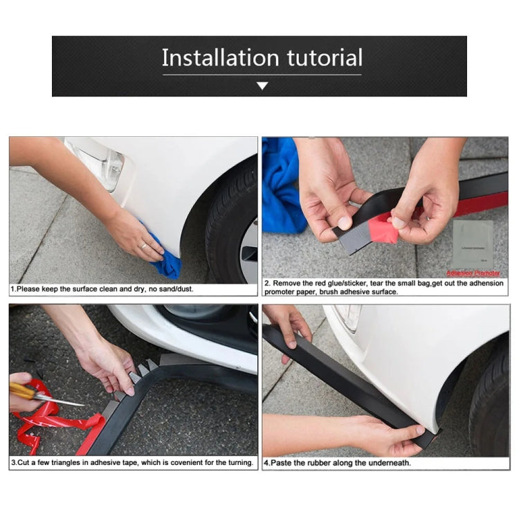 SAMURAI 2.5m Carbon Fiber Car Front Lip Anti-Collision Bumper Modification Strip Supplies, Black, Red, Blue